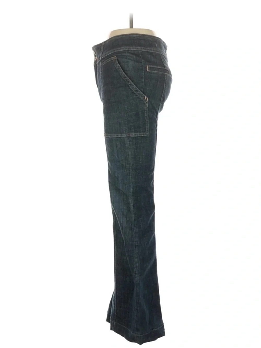 Pilcro by Anthropologie Dark Blue Flare Jeans with Panel Seams
